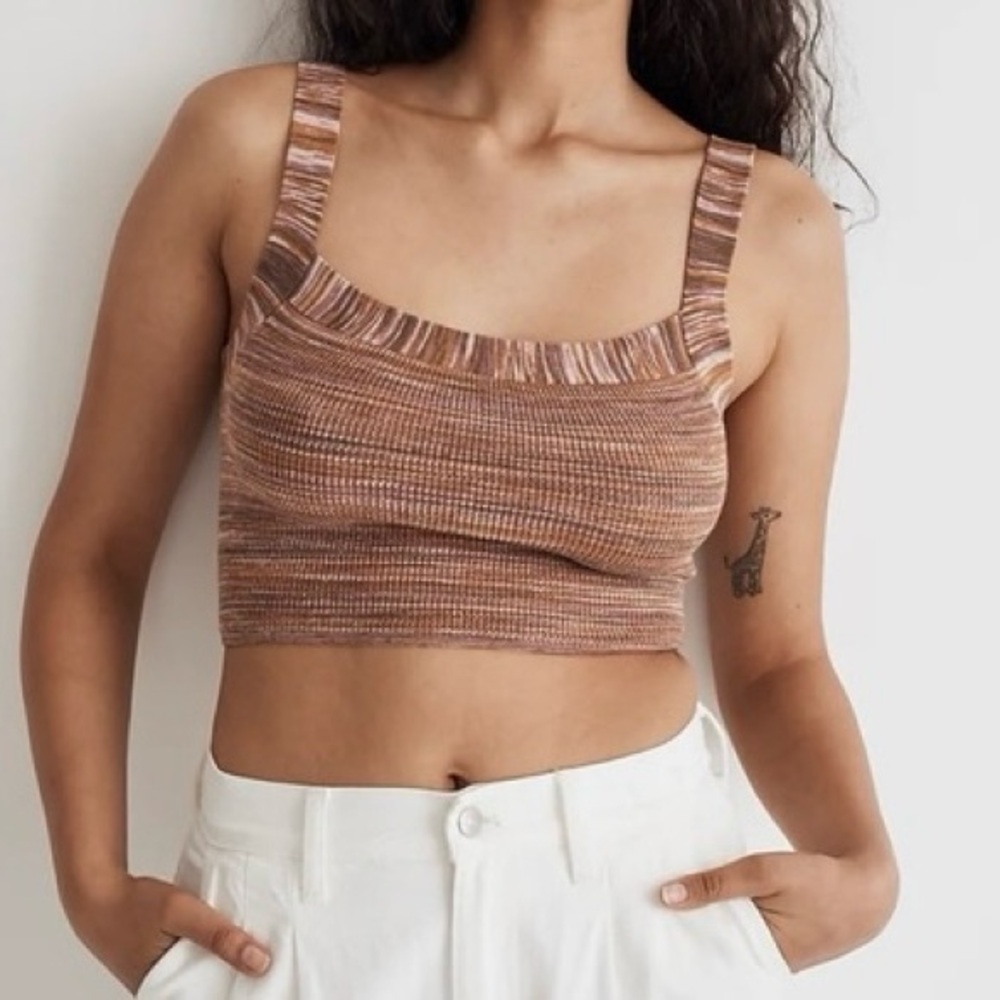 Madewell Space Dyed Tie Back Crop Sweater Tank